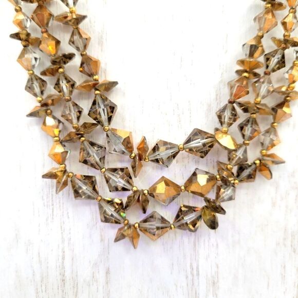 Vintage Gold Flashed Multi Strand Crystal Necklace - Picture 5 of 9